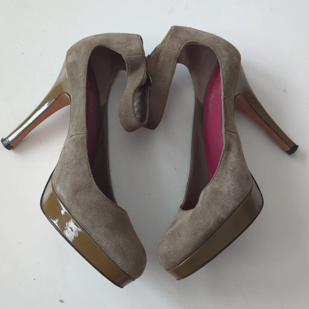 Cole Haan Marisa Nike Air Platform Suede Heels Ten Rounded Toe Size 9.5 B - Picture 8 of 13